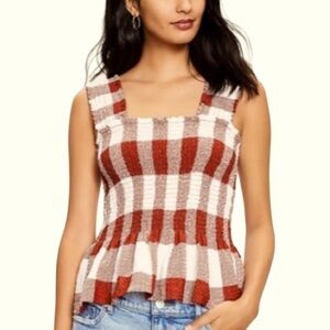 Loft Peplum Gingham Bringing Back the 70’s Top